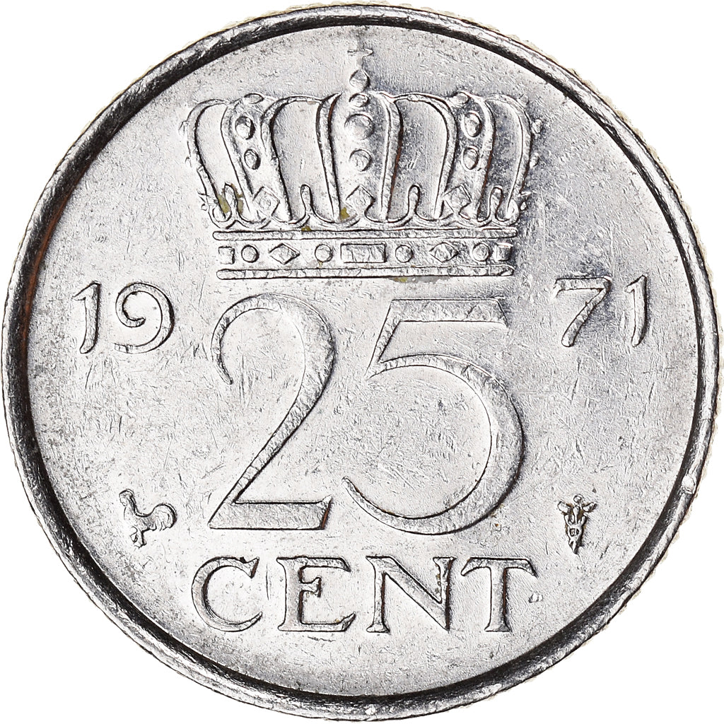 Monnaie, Pays-Bas, Juliana, 25 Cents, 1971, TTB, Nickel, KM:183