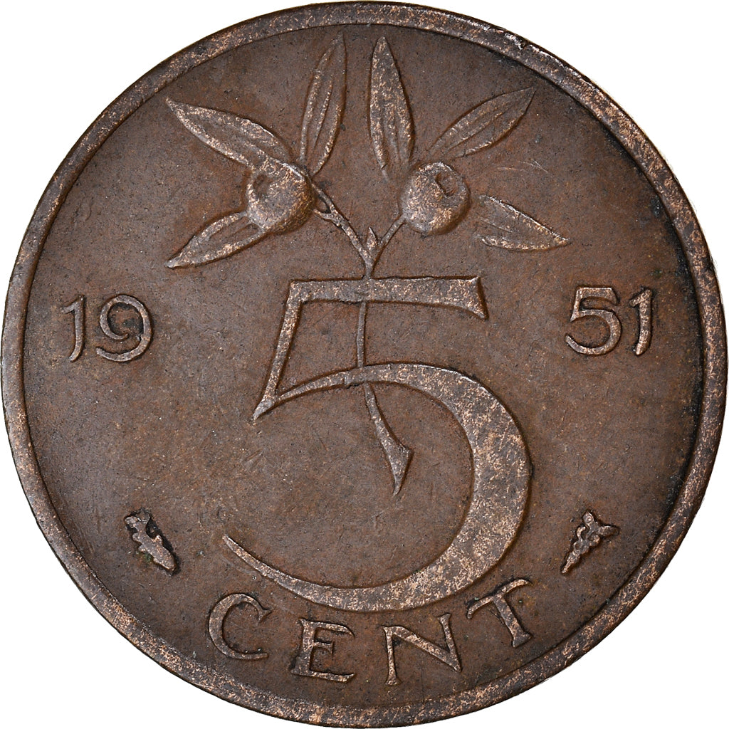 Monnaie, Pays-Bas, Juliana, 5 Cents, 1951, TTB, Bronze, KM:181