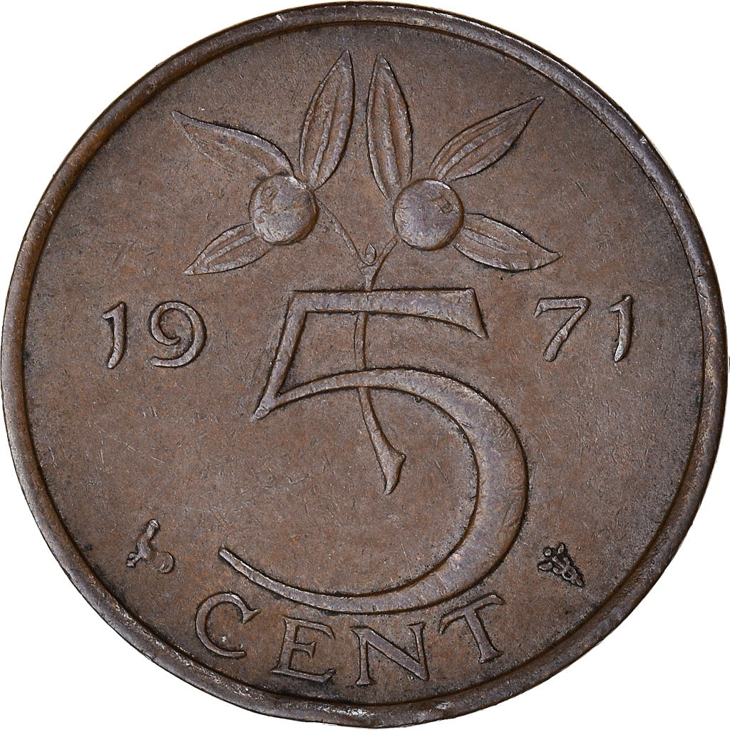 Monnaie, Pays-Bas, Juliana, 5 Cents, 1971, TTB+, Bronze, KM:181