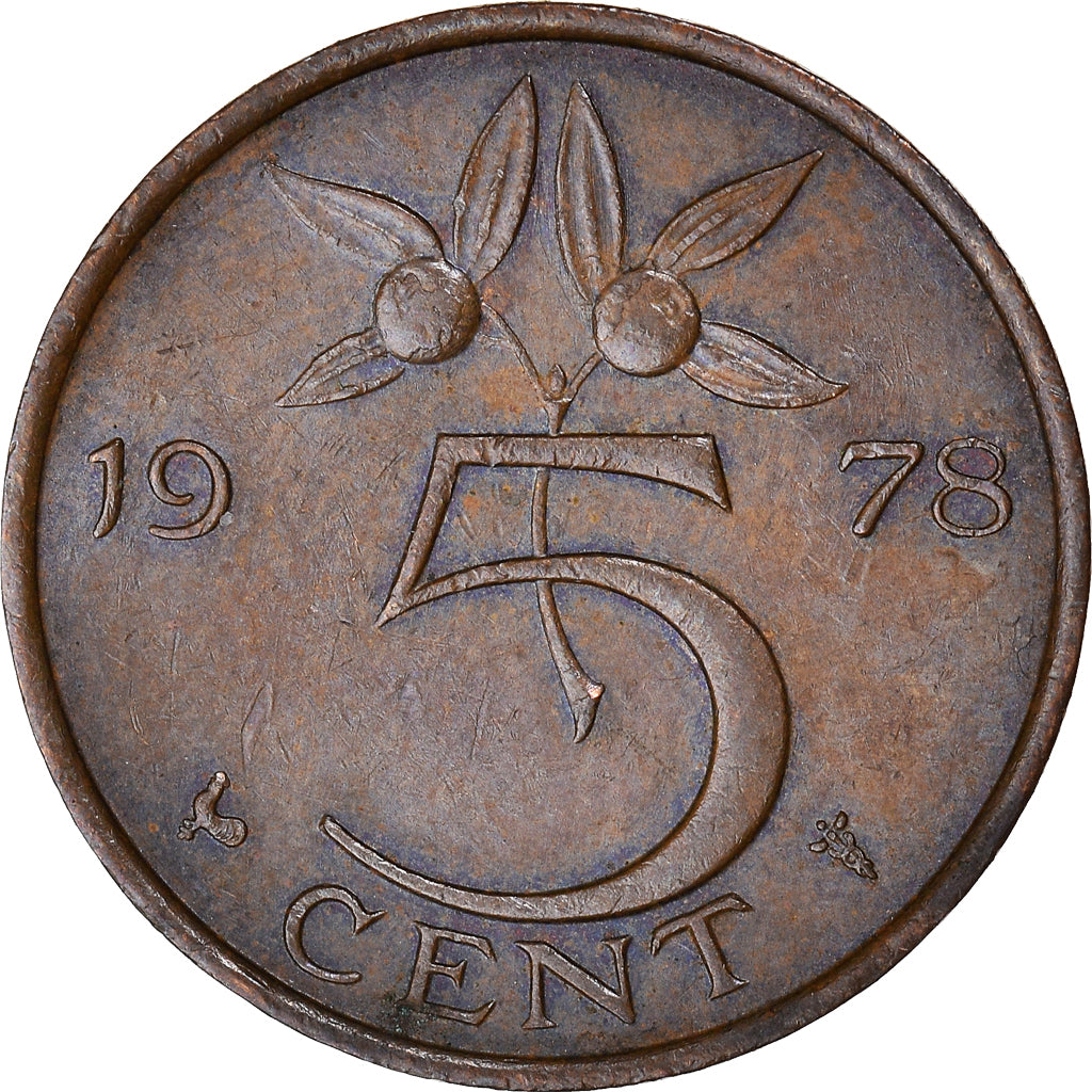 Coin, Netherlands, Juliana, 5 Cents, 1978, AU(50-53), Bronze, KM:181