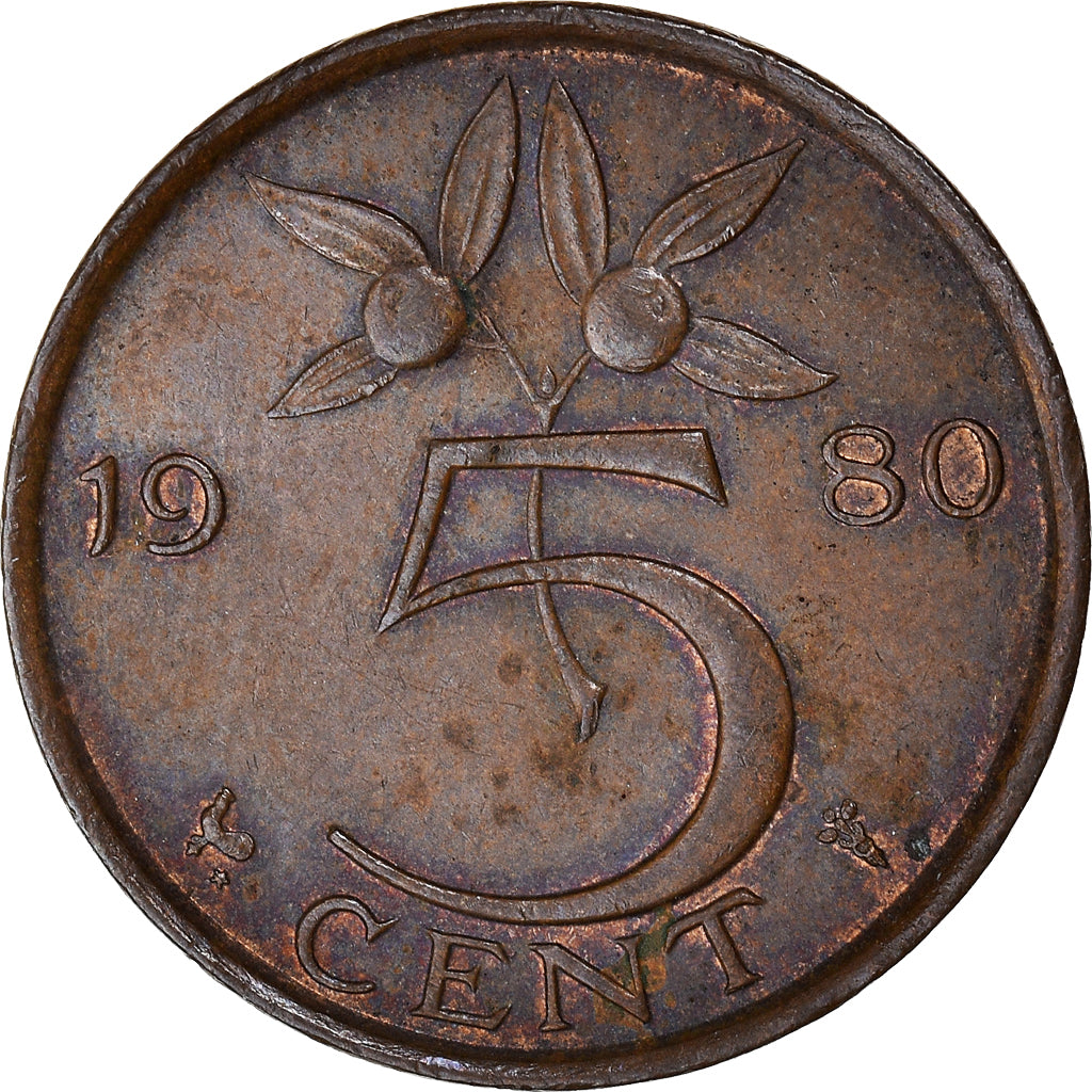 Monnaie, Pays-Bas, Juliana, 5 Cents, 1980, TTB, Bronze, KM:181