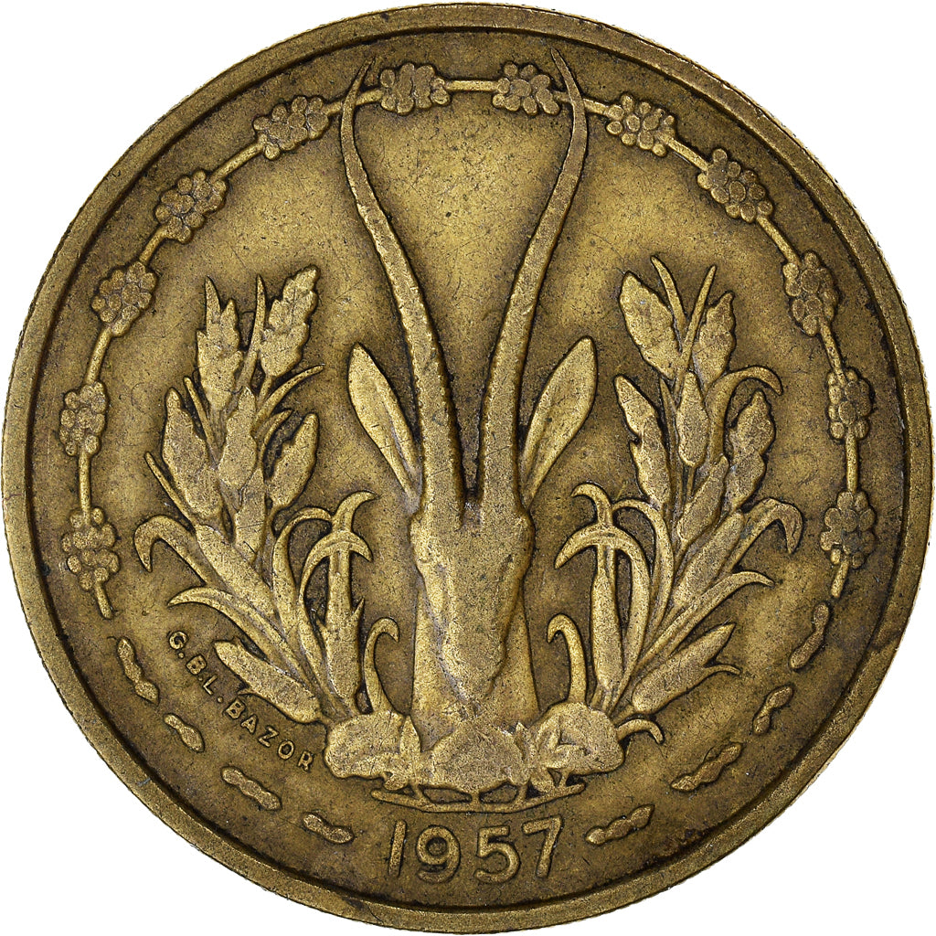 Munten, Frans West Afrika, 25 Francs, 1957, ZF, Aluminum-Bronze, KM:9