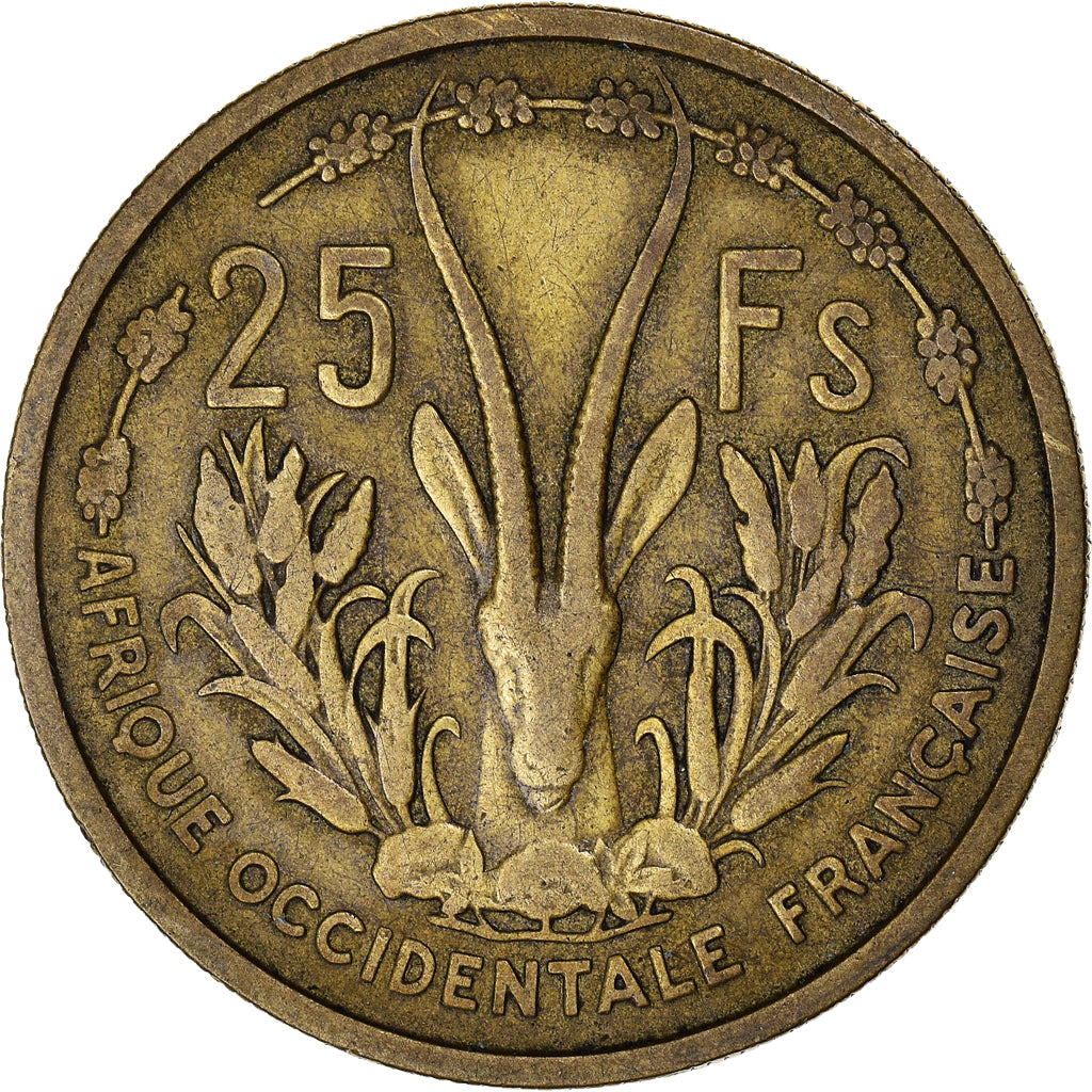 Moneda, África oriental francesa, 25 Francs, 1956, BC+, Aluminio - bronce, KM:7