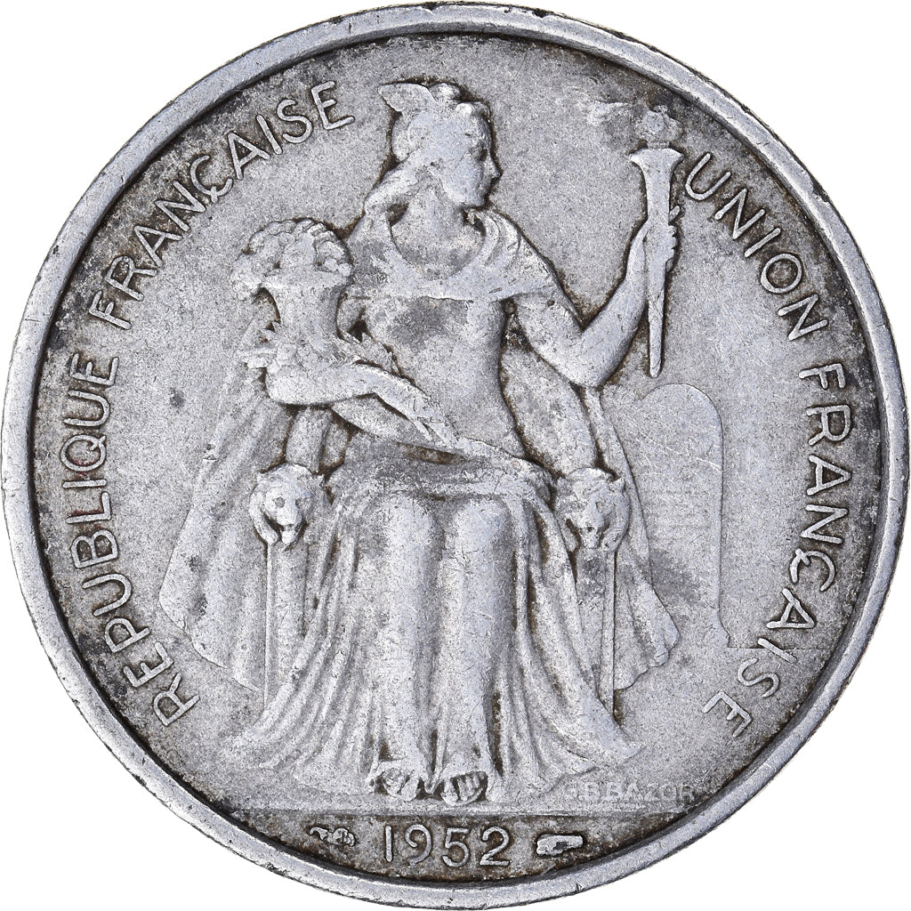 Moeda, Nova Caledónia, 5 Francs, 1952, Paris, VF(20-25), Alumínio, KM:4
