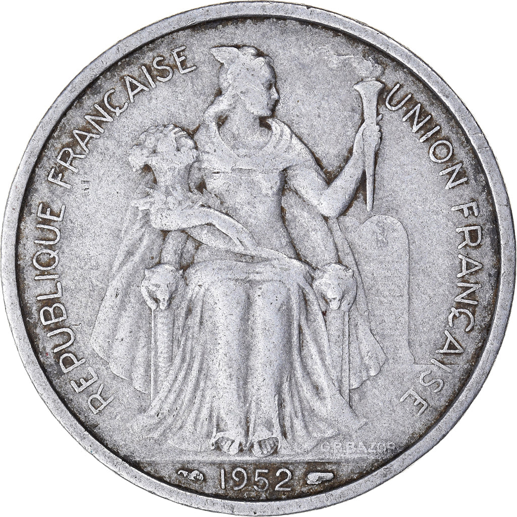 Coin, FRENCH OCEANIA, 5 Francs, 1952, Paris, VF(20-25), Aluminum, KM:4