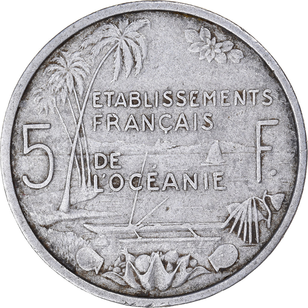 Coin, FRENCH OCEANIA, 5 Francs, 1952, Paris, VF(20-25), Aluminum, KM:4