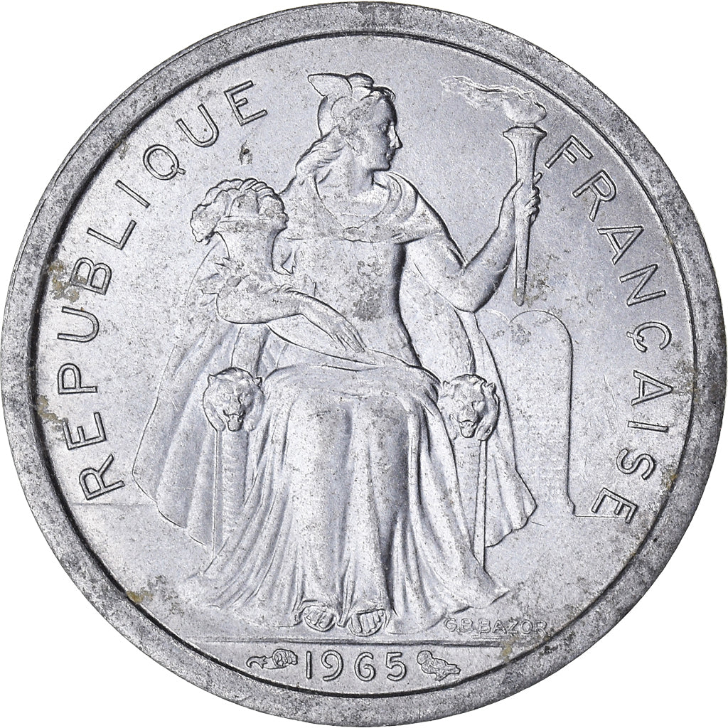 Coin, French Polynesia, Franc, 1965, EF(40-45), Aluminum, KM:2