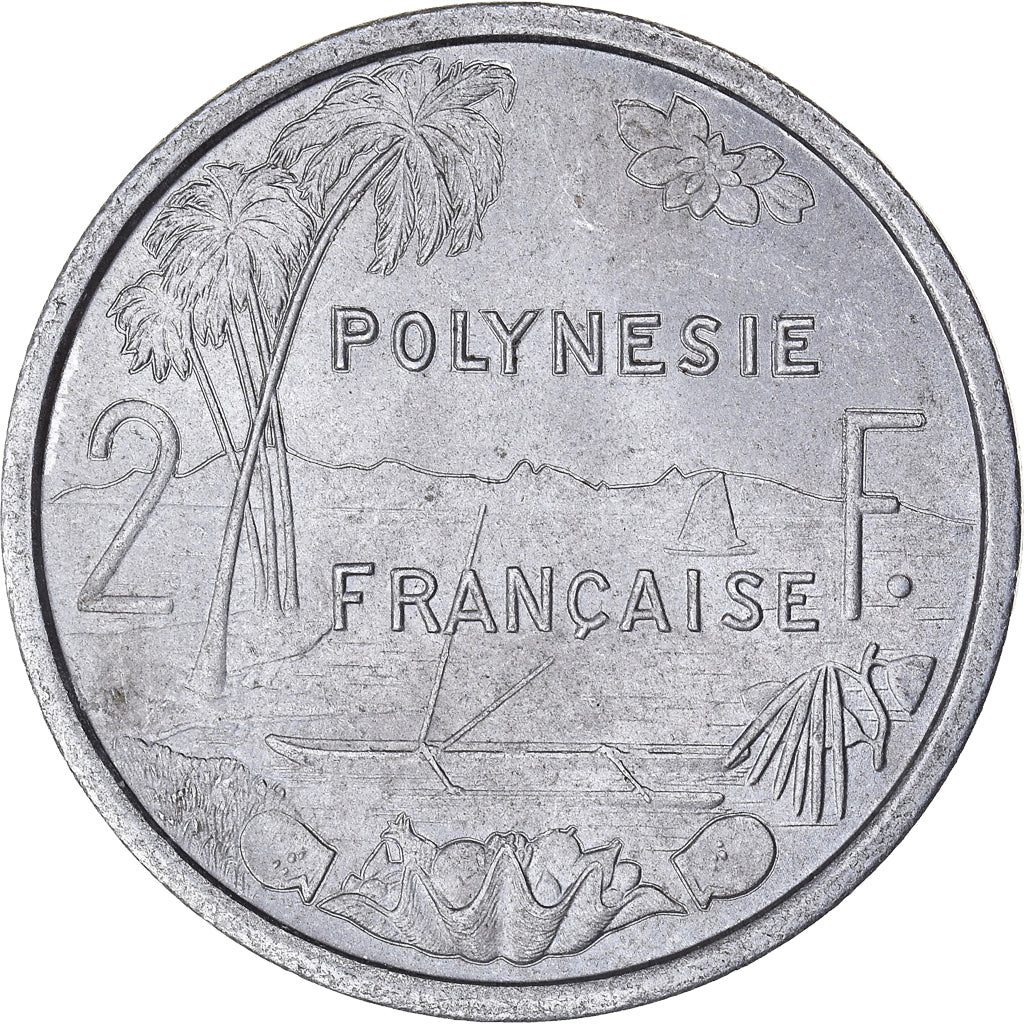 Coin, French Polynesia, 2 Francs, 1975, Paris, AU(50-53), Aluminum, KM:10