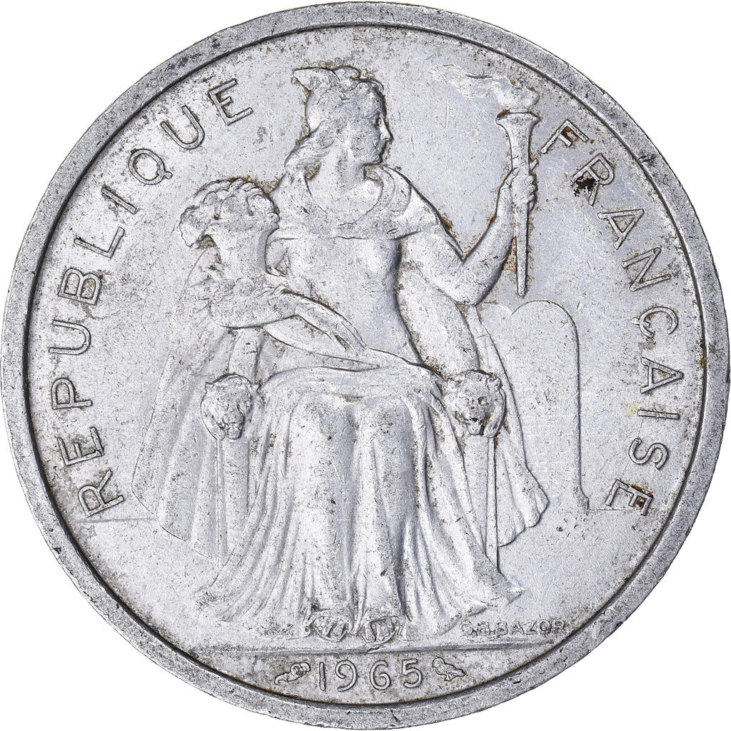 Coin, French Polynesia, 5 Francs, 1965, EF(40-45), Aluminum, KM:4