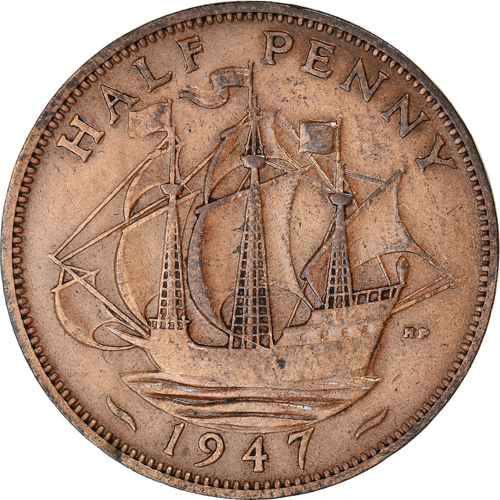 Coin, Great Britain, George VI, 1/2 Penny, 1947, VF(30-35), Bronze, KM:844
