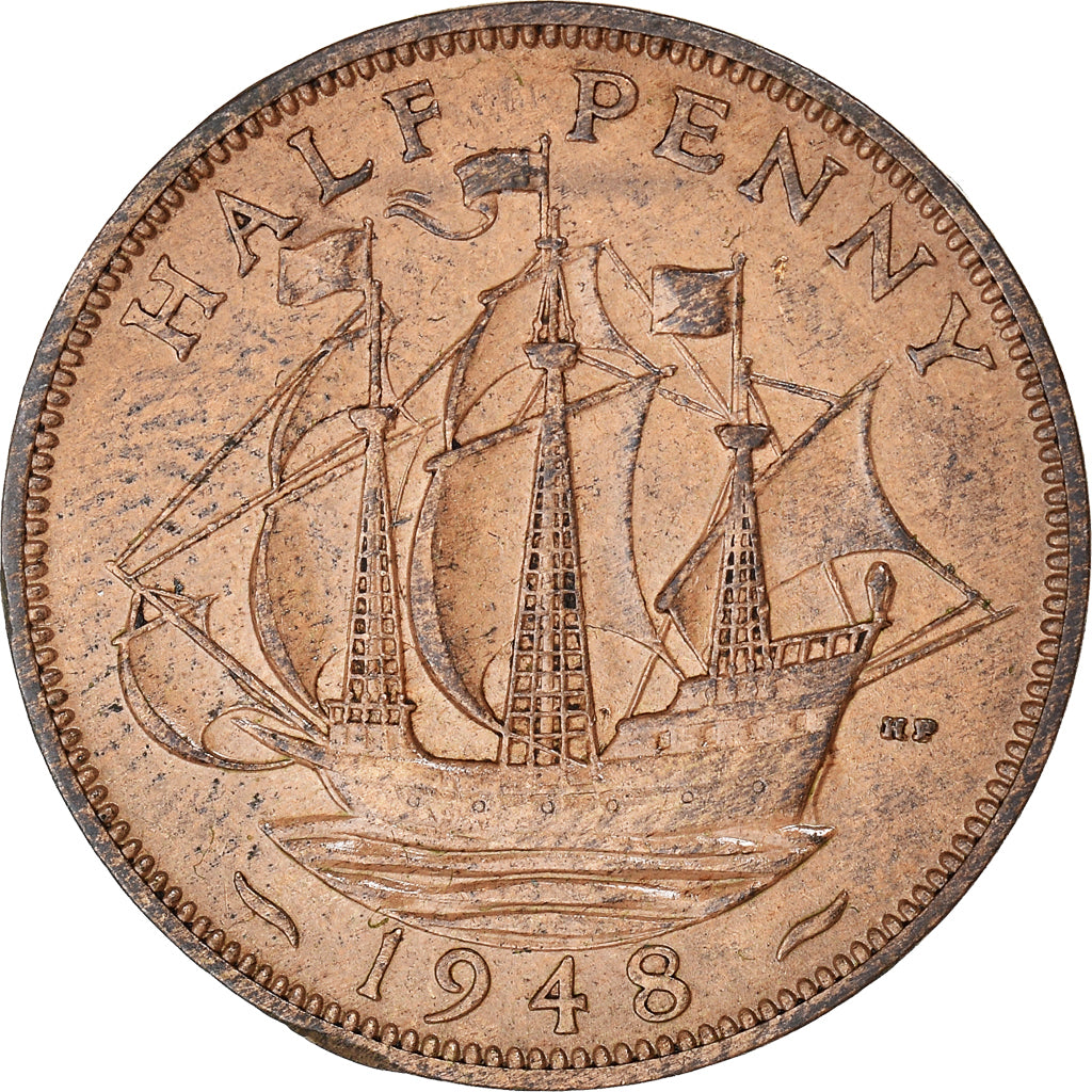 Coin, Great Britain, George VI, 1/2 Penny, 1948, EF(40-45), Bronze, KM:844