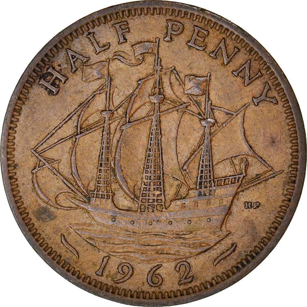 Monnaie, Grande-Bretagne, Elizabeth II, 1/2 Penny, 1962, TTB, Bronze, KM:896