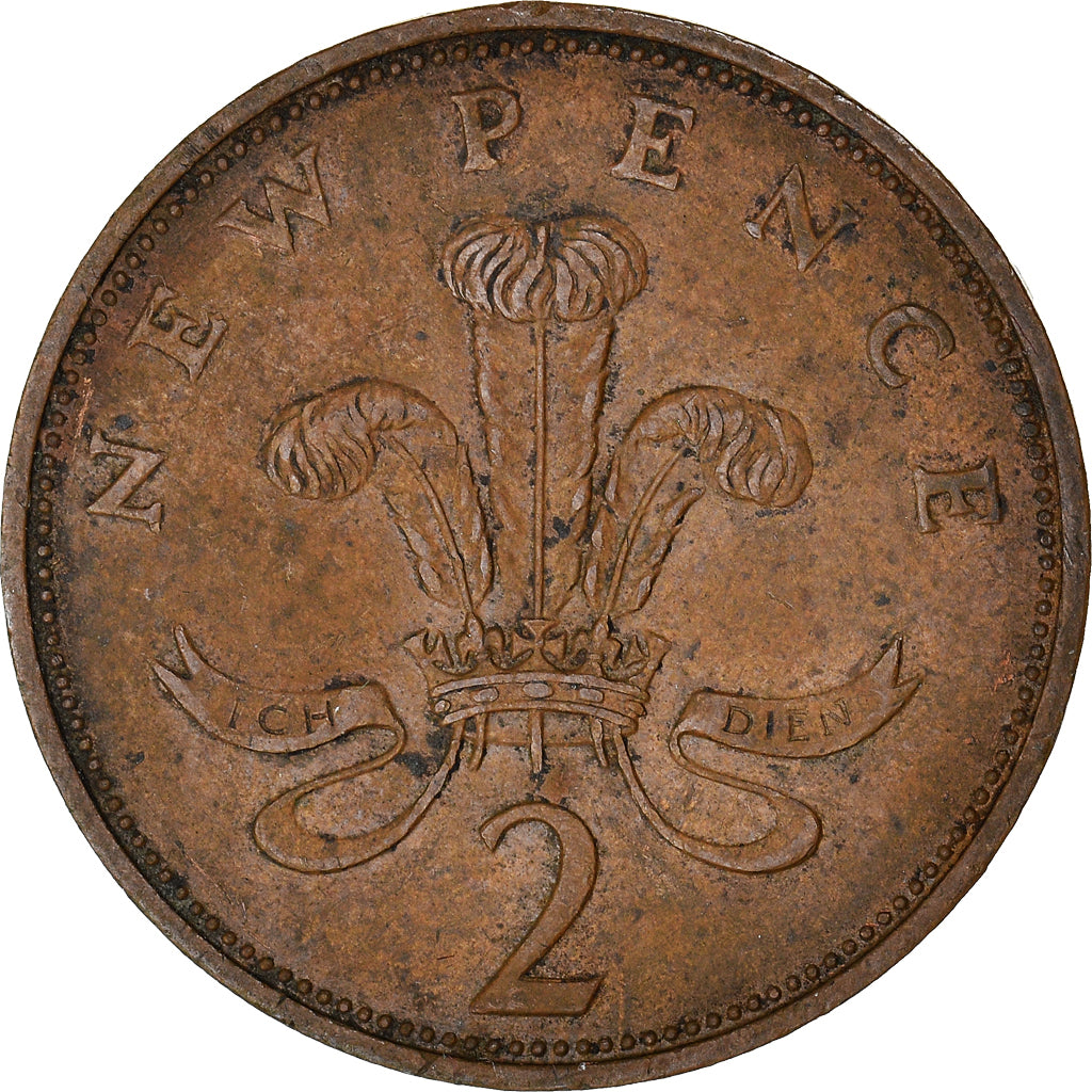 Coin, Great Britain, Elizabeth II, 2 New Pence, 1971, VF(20-25), Bronze, KM:916