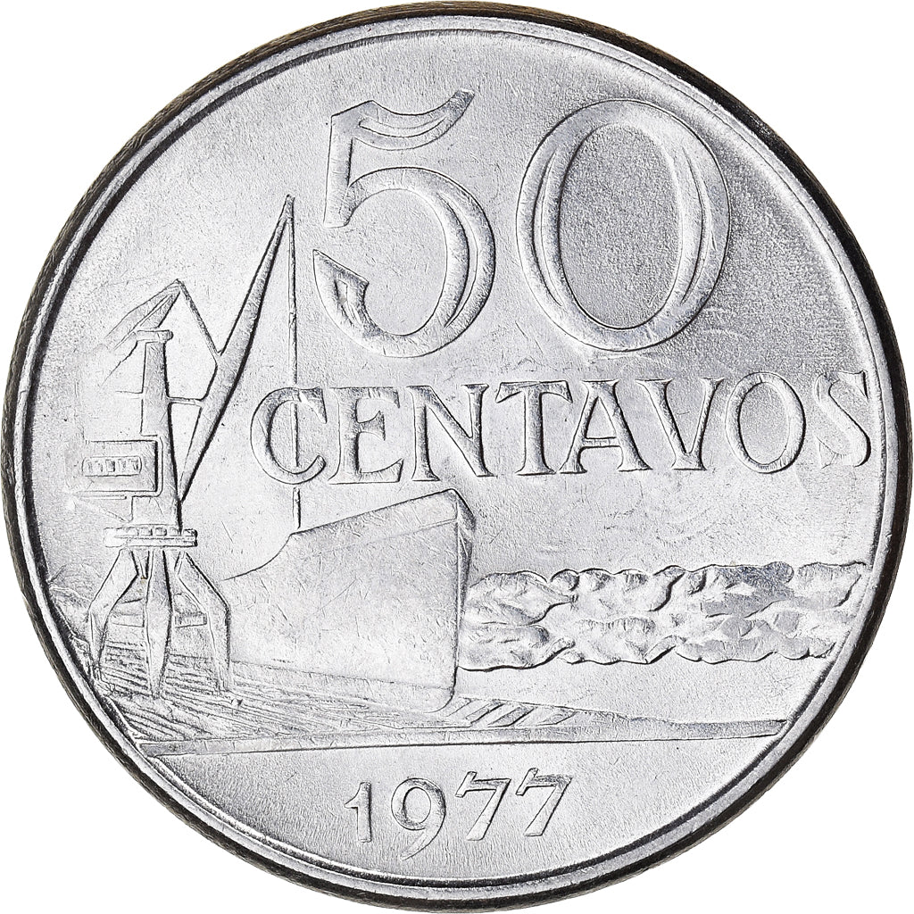 Monnaie, Brésil, 50 Centavos, 1977, SUP, Acier inoxydable, KM:580b