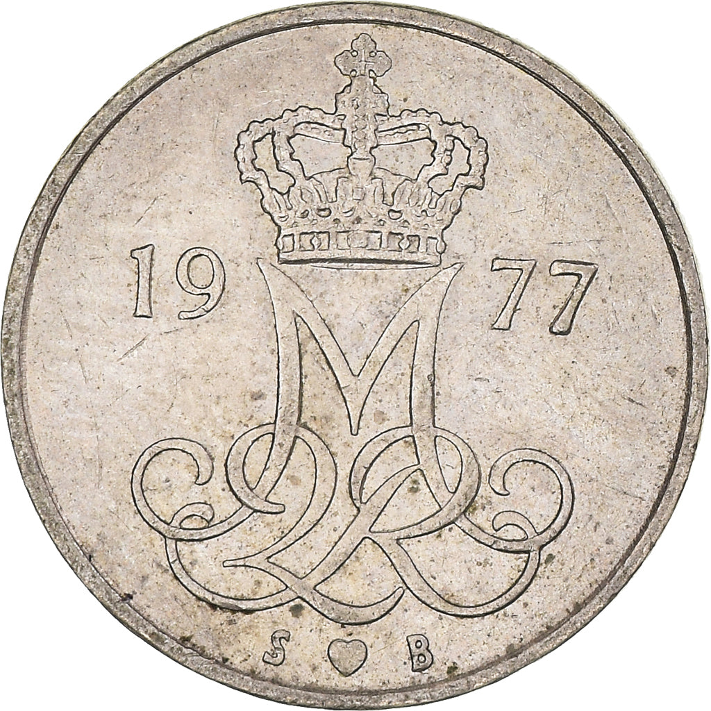 Coin, Denmark, Margrethe II, 10 Öre, 1977, Copenhagen, EF(40-45)