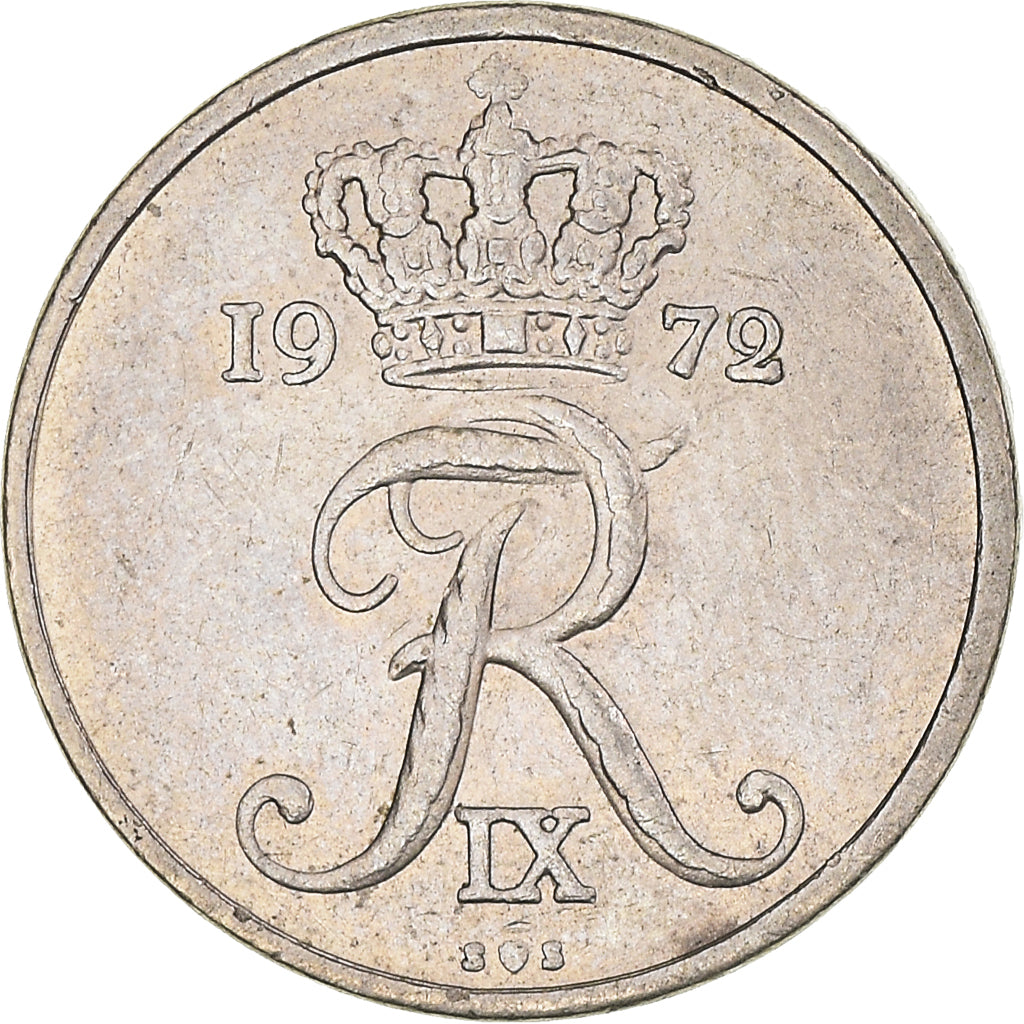 Coin, Denmark, Frederik IX, 10 Öre, 1972, Copenhagen, EF(40-45), Copper-nickel