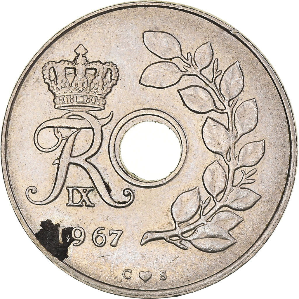 Moneta, Danimarca, Frederik IX, 25 Öre, 1967, Copenhagen, BB+, Rame-nichel