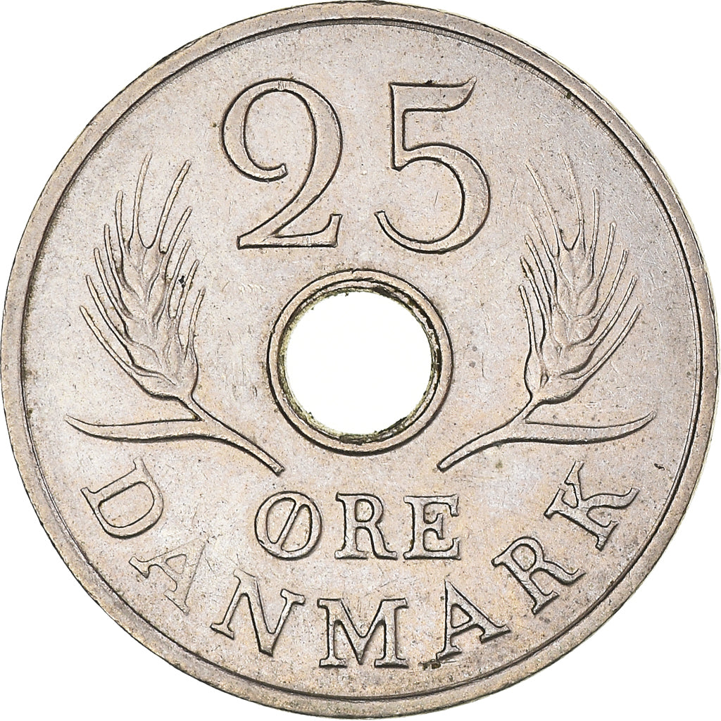 Moneta, Danimarca, Frederik IX, 25 Öre, 1967, Copenhagen, BB+, Rame-nichel