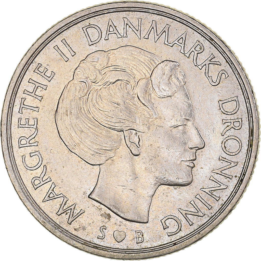 Coin, Denmark, Margrethe II, Krone, 1976, Copenhagen, AU(50-53), Copper-nickel