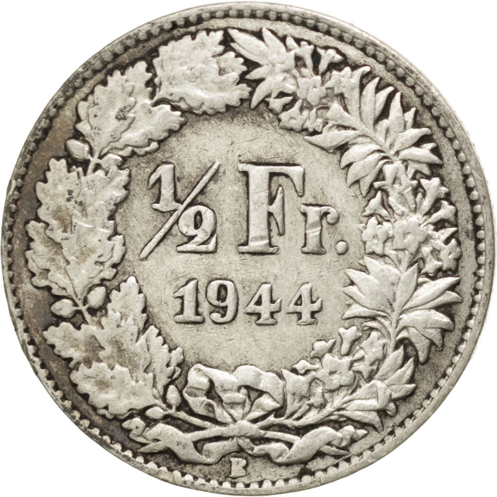 Coin, Switzerland, 1/2 Franc, 1944, Bern, EF(40-45), Silver, KM:23