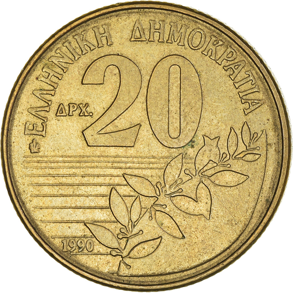 Münze, Griechenland, 20 Drachmes, 1990, SS+, Aluminum-Bronze, KM:154