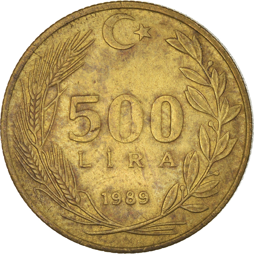Munten, Turkije, 500 Lira, 1989, ZF, Aluminum-Bronze, KM:989