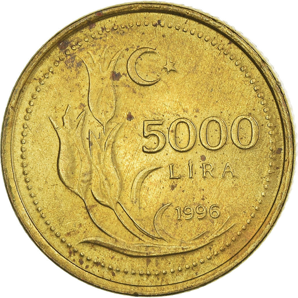 Monnaie, Turquie, 5000 Lira, 1996, TTB, Laiton, KM:1029.1
