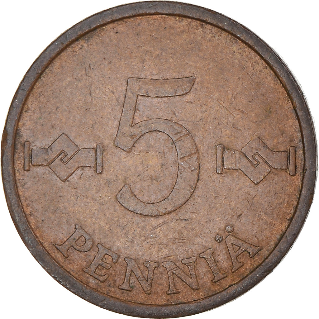 Coin, Finland, 5 Pennia, 1970, EF(40-45), Copper, KM:45
