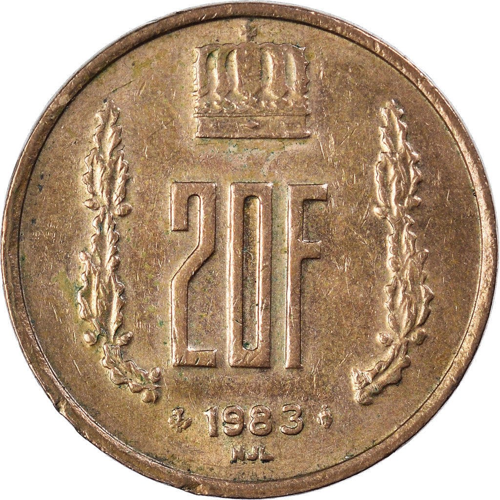 Coin, Luxembourg, Jean, 20 Francs, 1983, EF(40-45), Aluminum-Bronze, KM:58