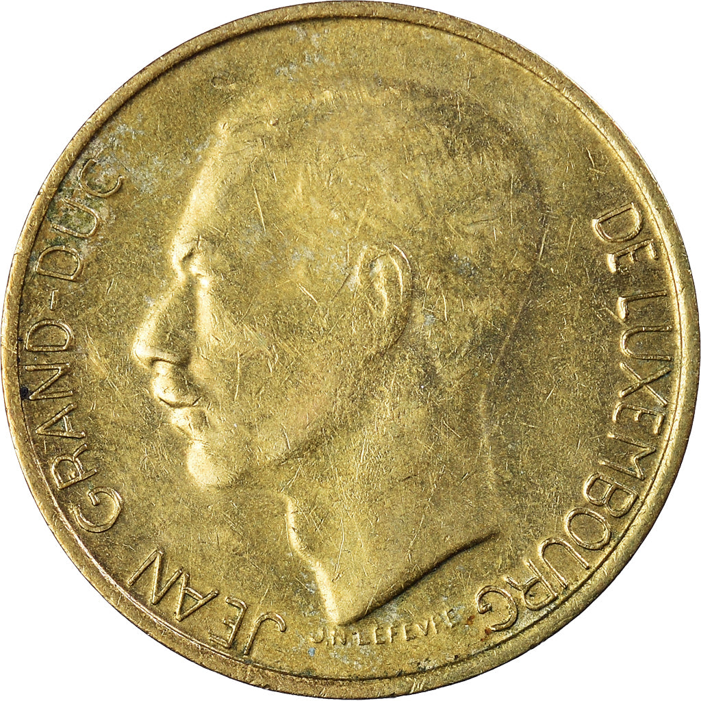 Moeda, Luxemburgo, Jean, 5 Francs, 1986, EF(40-45), Alumínio-Bronze, KM:60.1