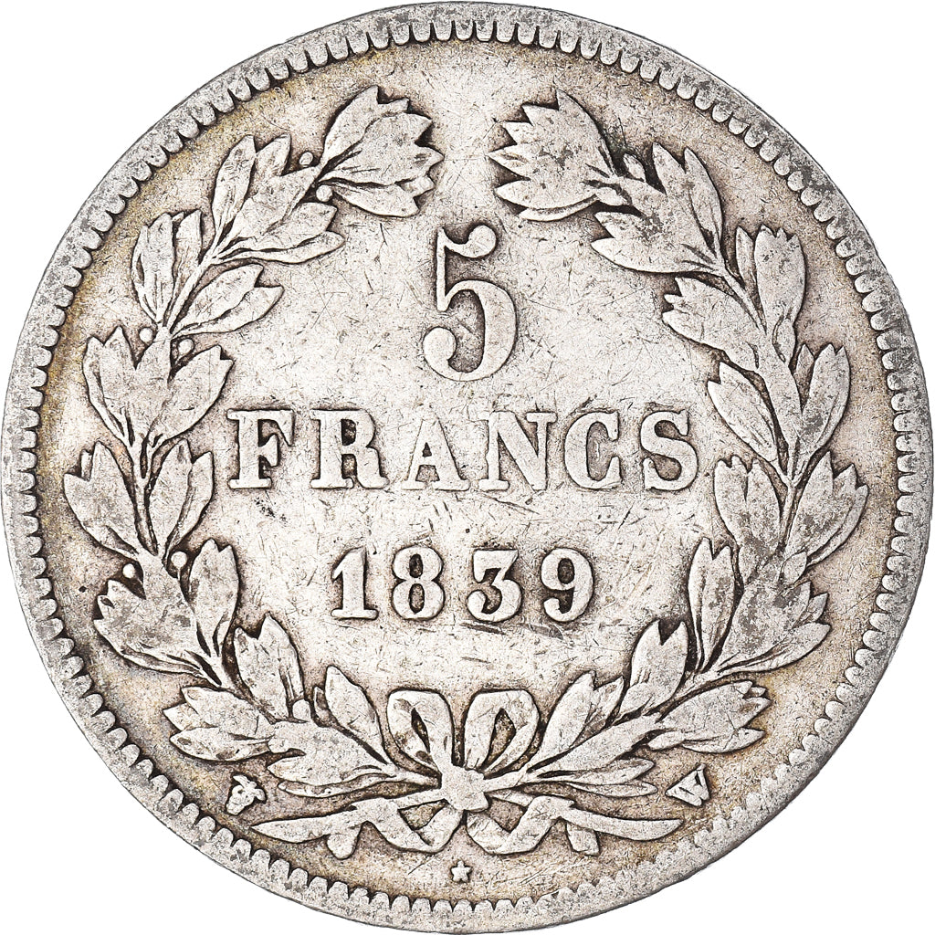 Coin, France, Louis-Philippe, 5 Francs, 1839, Lille, VF(20-25), Silver