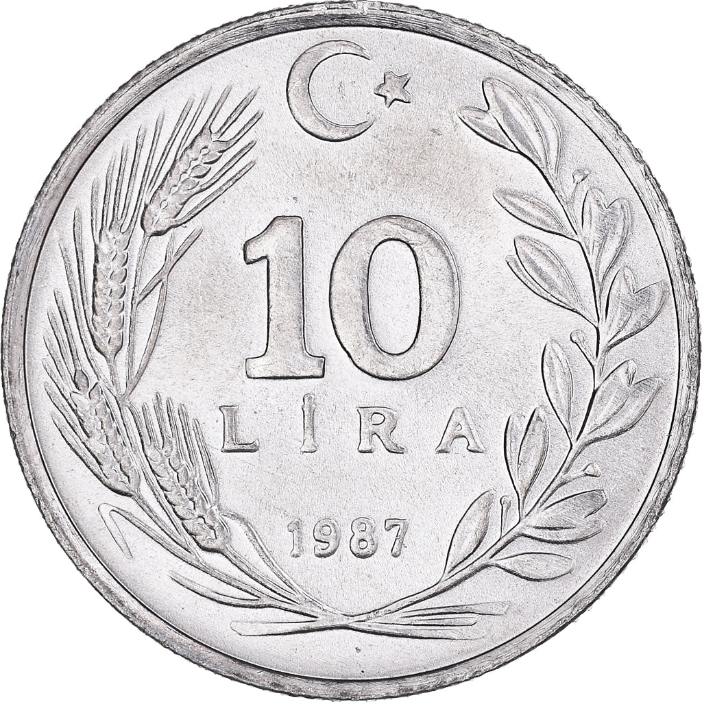 Monnaie, Turquie, 10 Lira, 1987, SPL, Aluminium, KM:964