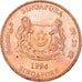 Coin, Singapore, Cent, 1994, Singapore Mint, MS(63), Copper Plated Zinc, KM:98