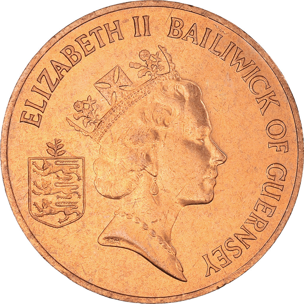Coin, Guernsey, Elizabeth II, 2 Pence, 1990, MS(63), Bronze, KM:41