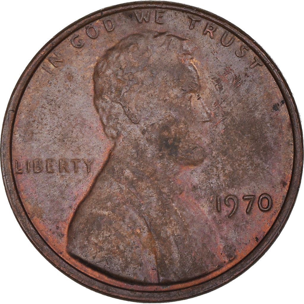 Coin, United States, Lincoln Cent, Cent, 1970, U.S. Mint, Philadelphia