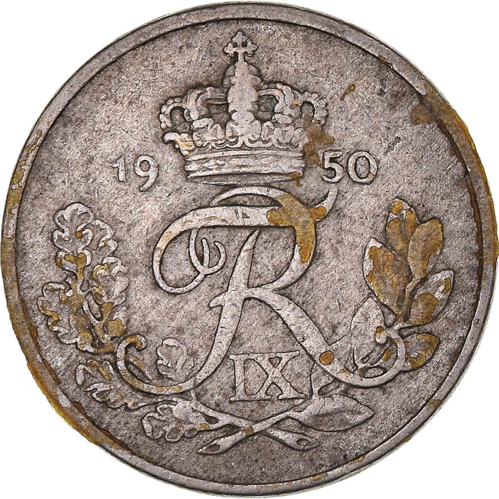 Coin, Denmark, Frederik IX, 10 Öre, 1950, Copenhagen, VF(30-35), Copper-nickel