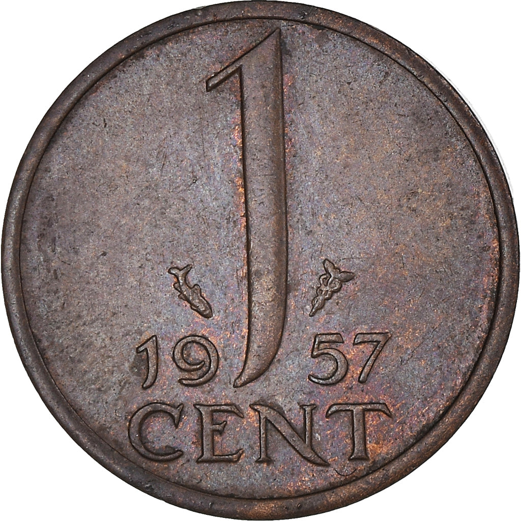 Coin, Netherlands, Juliana, Cent, 1957, AU(55-58), Bronze, KM:180