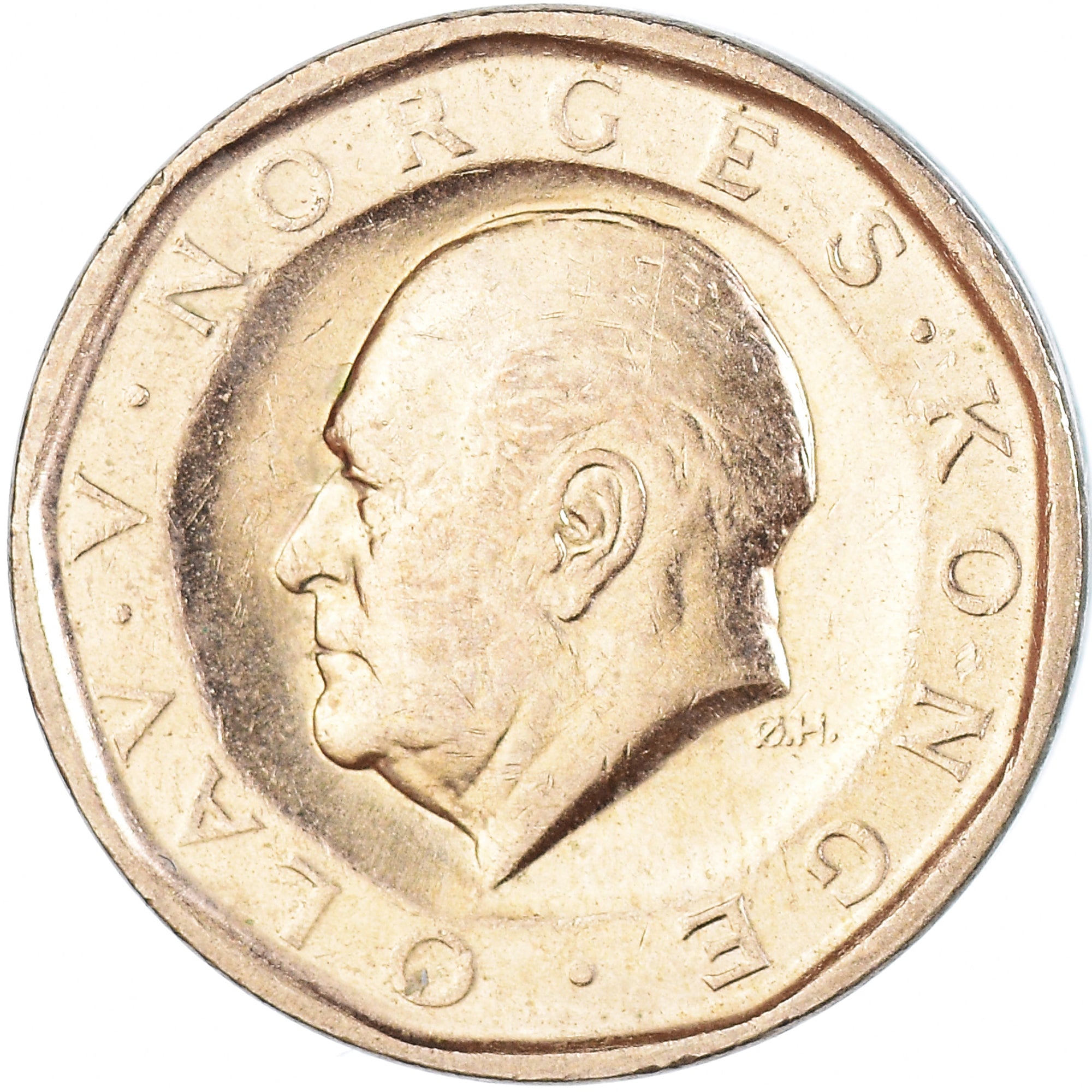 Coin, Norway, Olav V, 10 Kroner, 1983, AU(55-58), Nickel-brass, KM:427