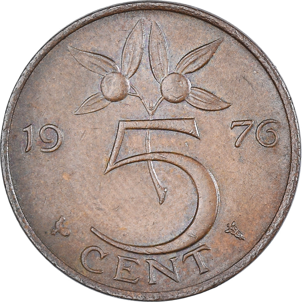 Coin, Netherlands, Juliana, 5 Cents, 1976, AU(50-53), Bronze, KM:181