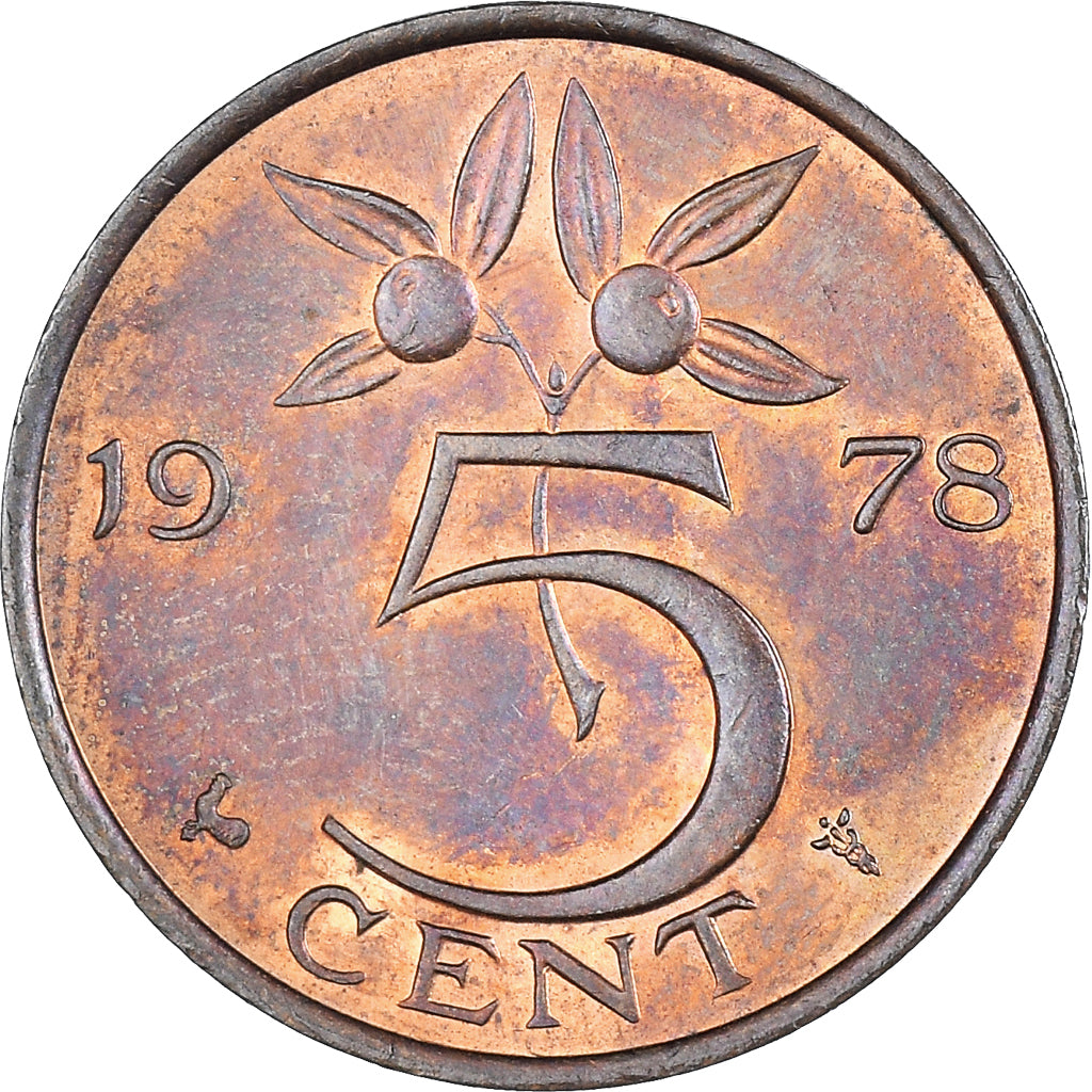 Moneta, Paesi Bassi, Juliana, 5 Cents, 1978, SPL-, Bronzo, KM:181