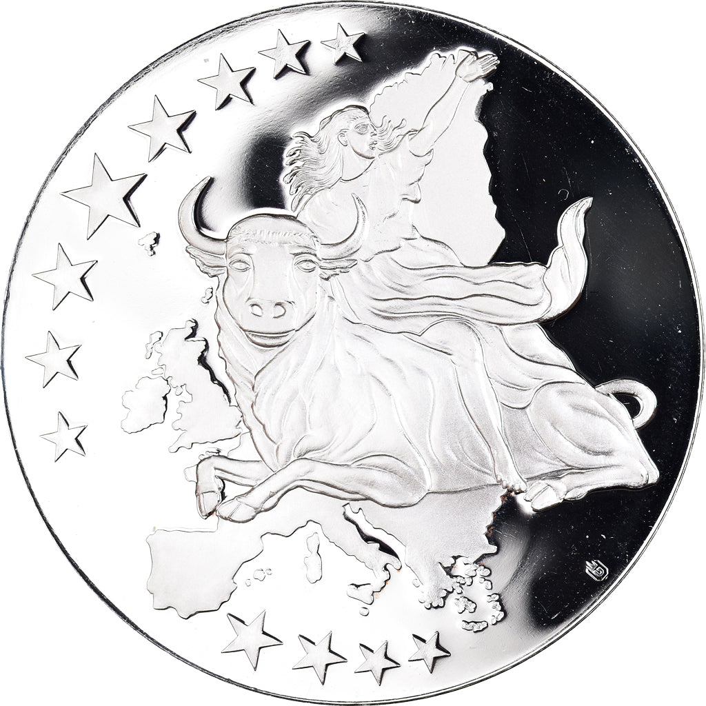 Luxembourg, Médaille, 2002, Union Européenne, SPL+, Cuivre plaqué Argent