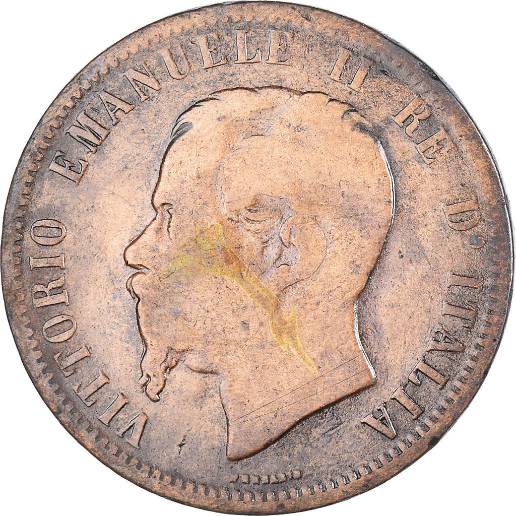 Coin, Italy, Vittorio Emanuele II, 10 Centesimi, 1862, Milan, F(12-15), Copper