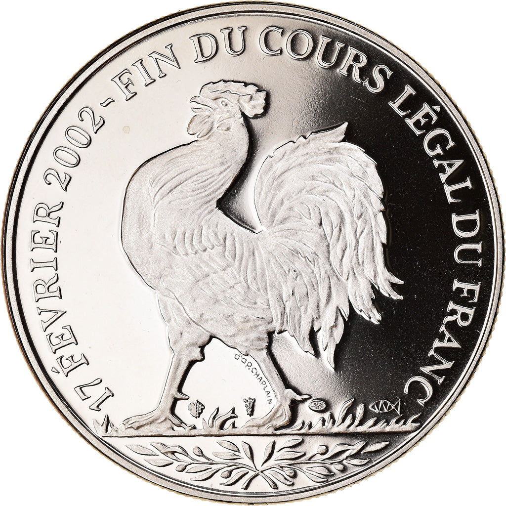 Francia, medaglia, Coq, Fin du Cours Légal du Franc, 2002, SPL, Nichel