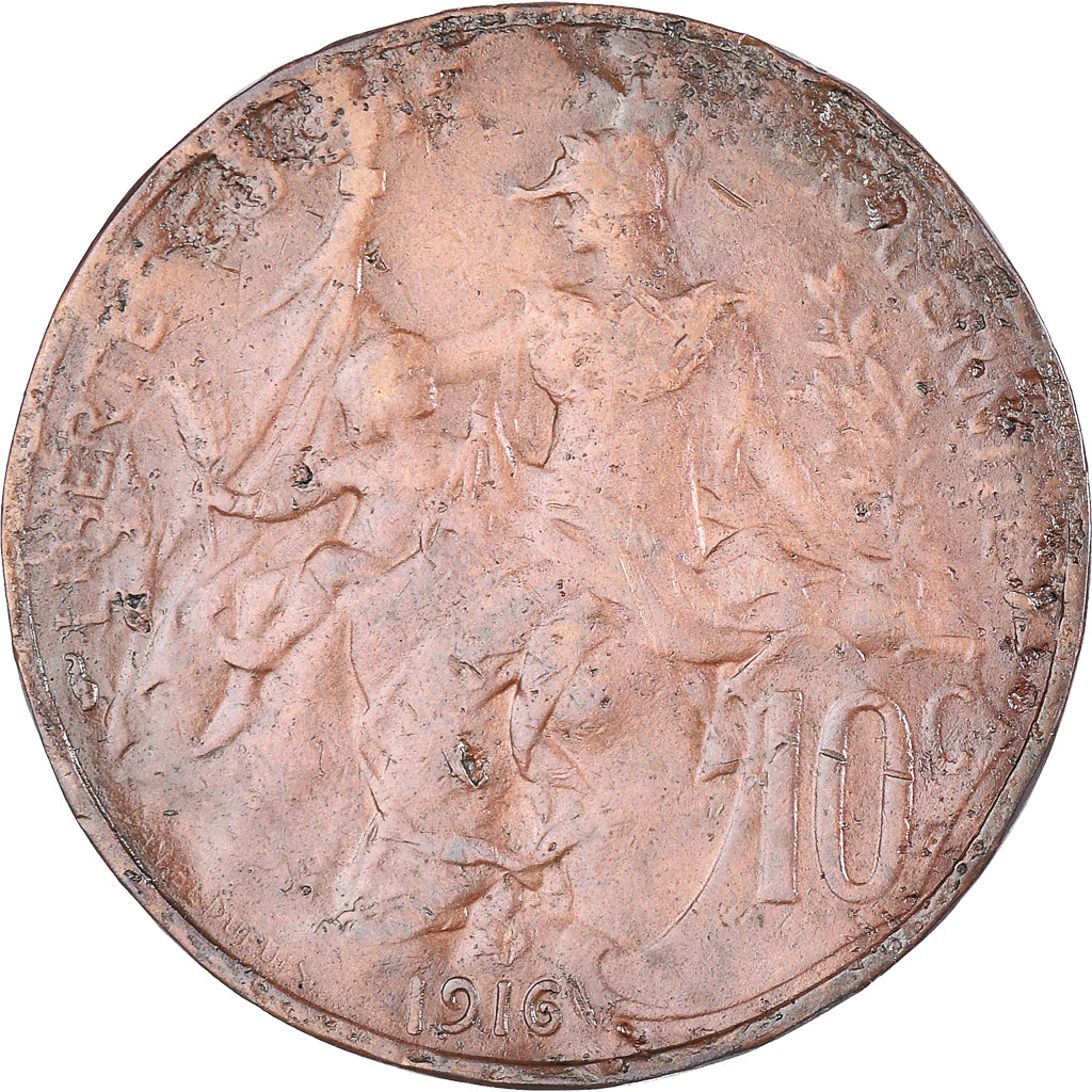 Munten, Frankrijk, Dupuis, 10 Centimes, 1916, Paris, ZG+, Bronzen, KM:843