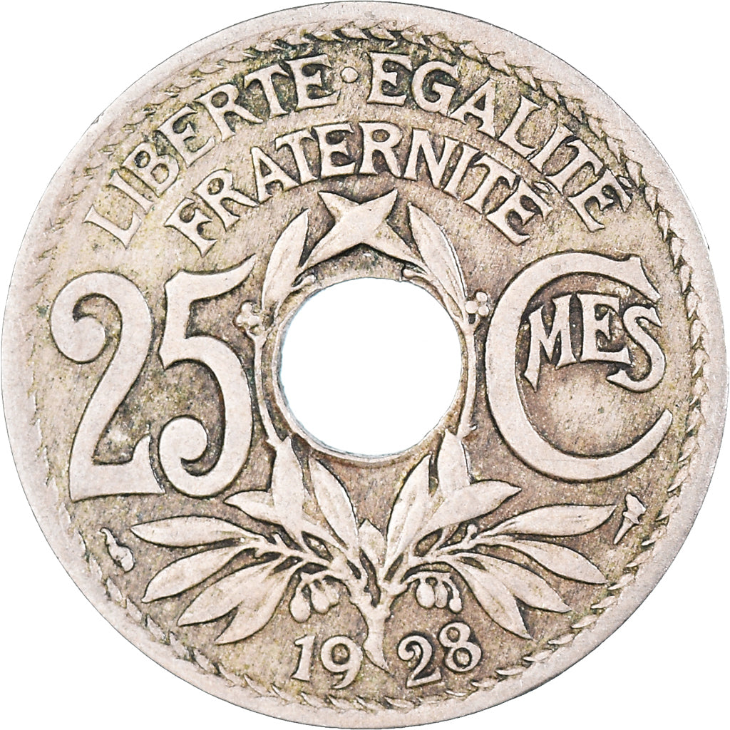 Münze, Frankreich, Lindauer, 25 Centimes, 1928, S+, Kupfer-Nickel, KM:867a