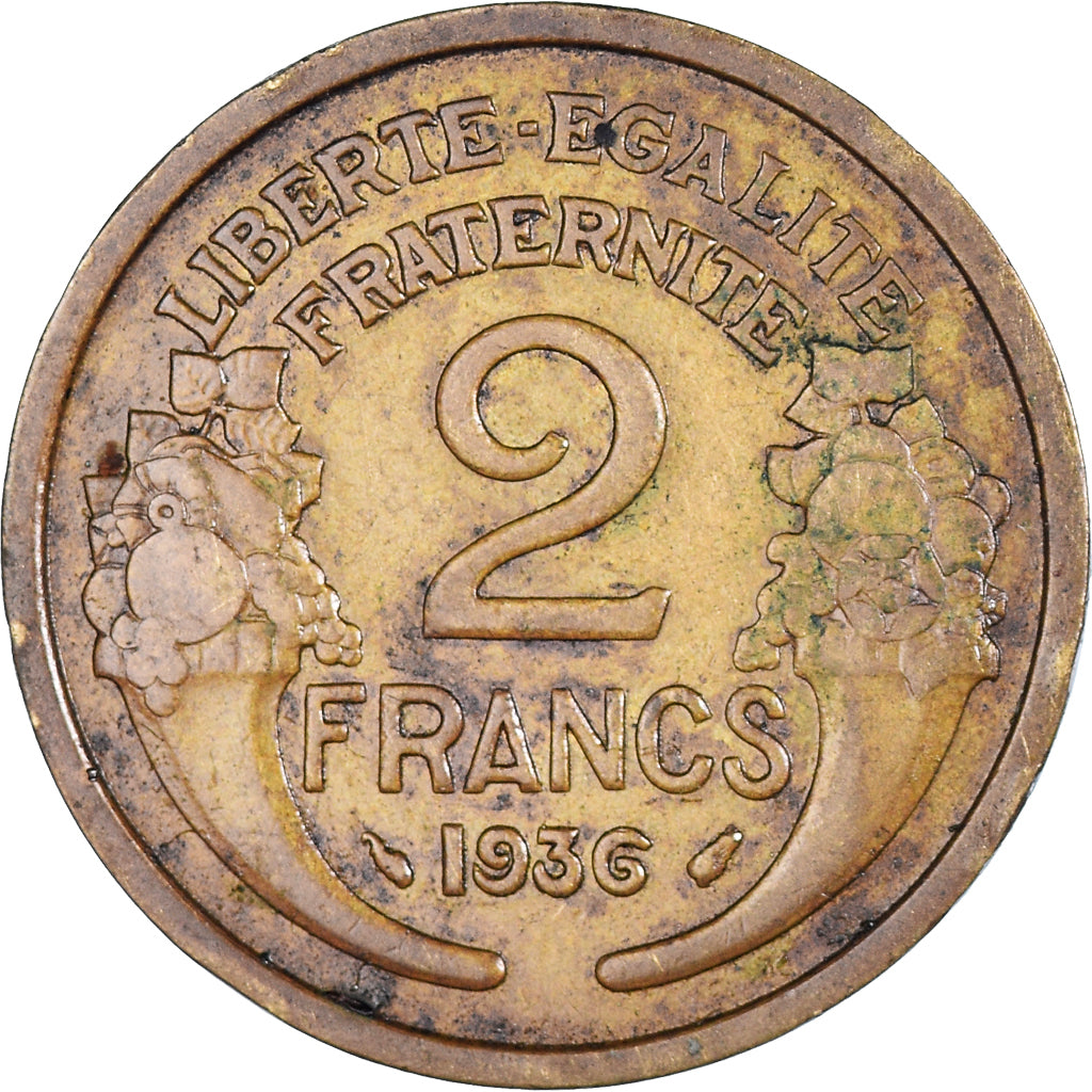 Munten, Frankrijk, Morlon, 2 Francs, 1936, FR, Aluminum-Bronze, KM:886