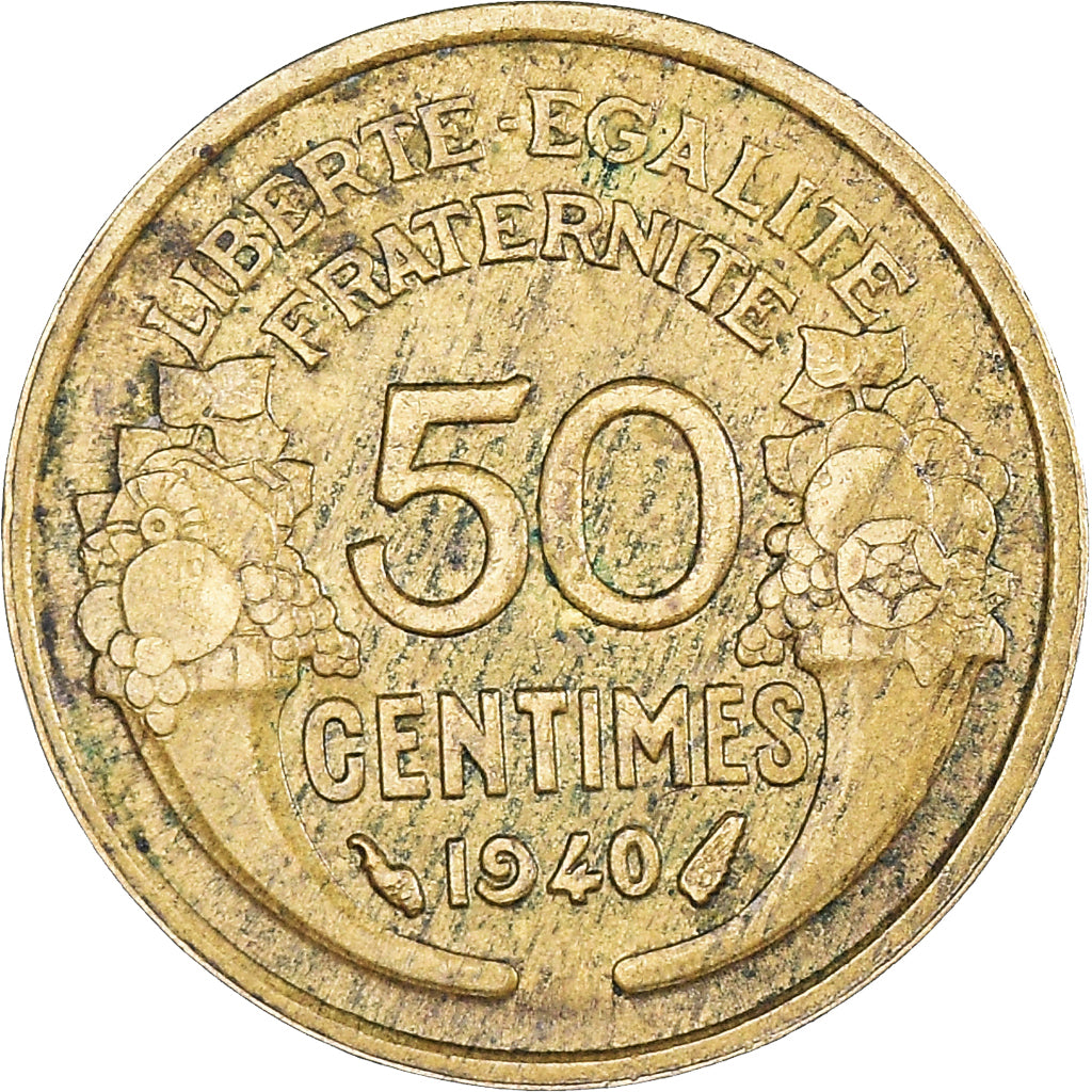 Moneta, Francja, Morlon, 50 Centimes, 1940, EF(40-45), Aluminium-Brąz, KM:894.1