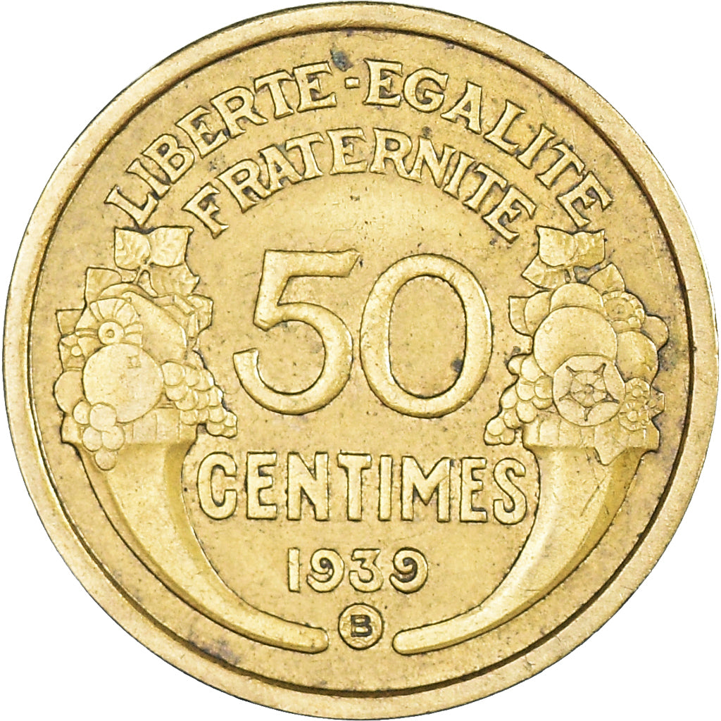 Moeda, França, Morlon, 50 Centimes, 1939, AU(50-53), Alumínio-Bronze, KM:894.2