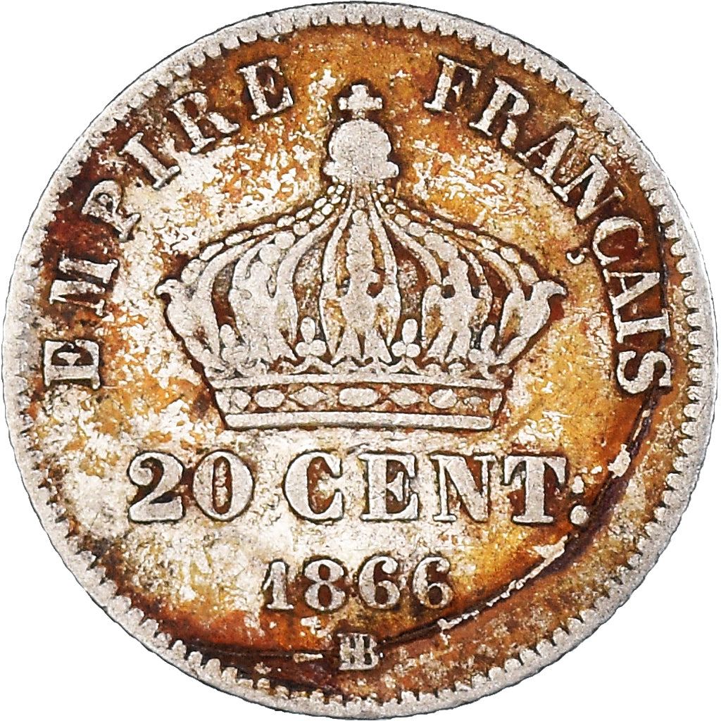 Coin, France, Napoleon III, Napoléon III, 20 Centimes, 1866, Strasbourg