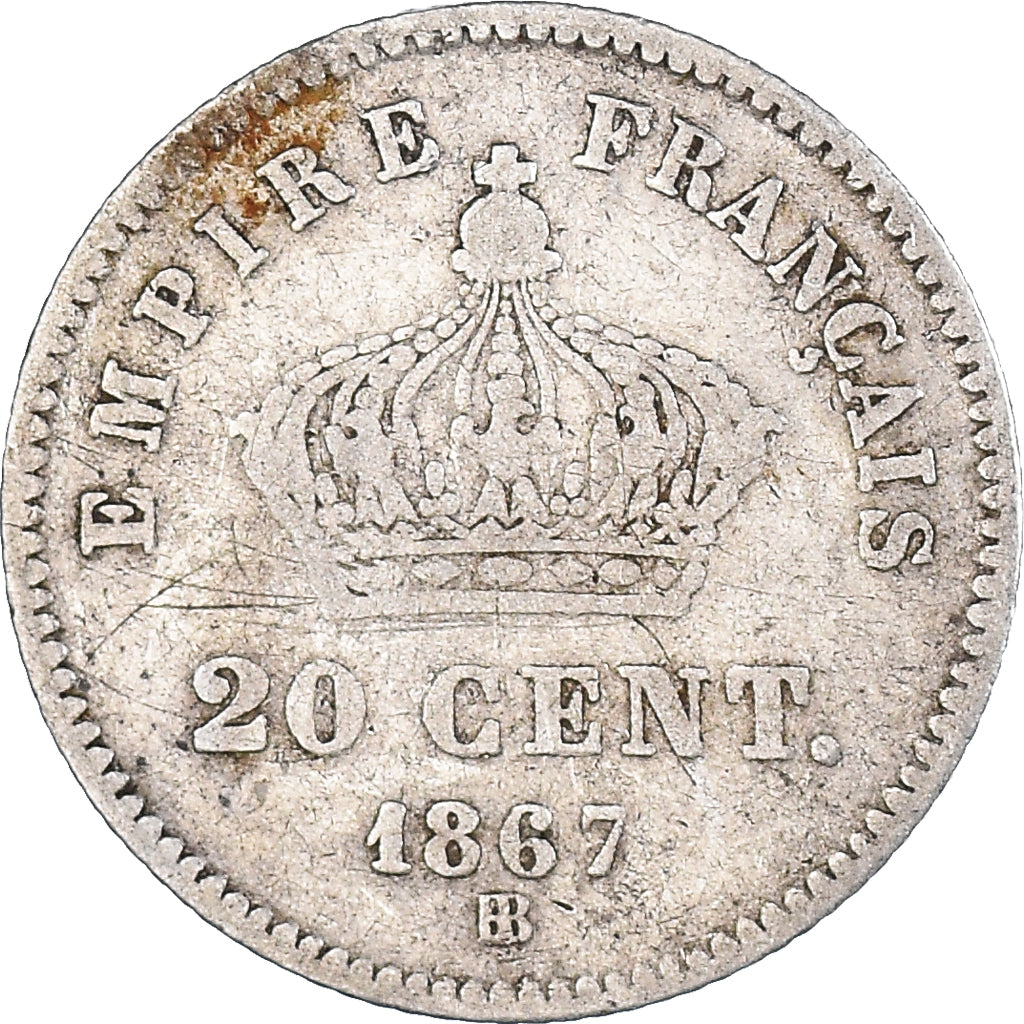 Coin, France, Napoleon III, Napoléon III, 20 Centimes, 1867, Strasbourg
